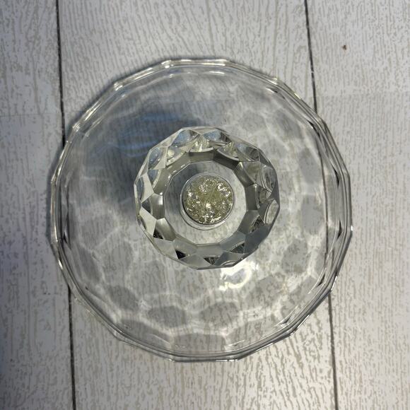 OLEG CASSINI Diamond Cut Footed Crystal Dish Elegant Vintage - Picture 5 of 16